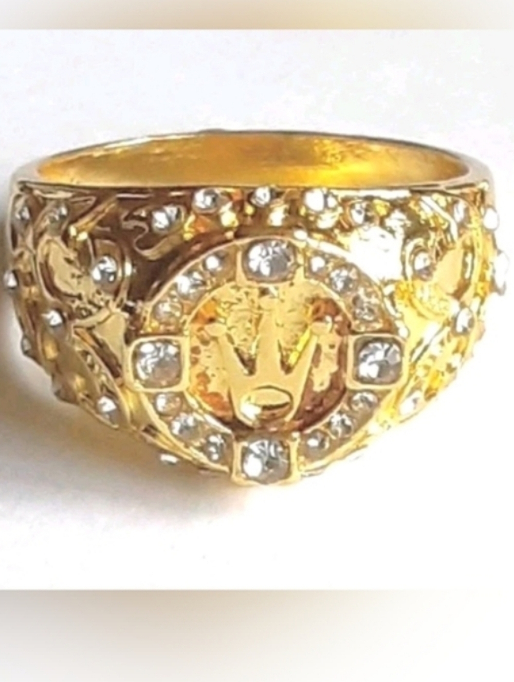 2ct Round Real Moissanite Royal King Crown Mens Yellow Gold Plated Ring Sz 12